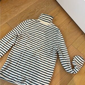 Zara Teal and Cream Striped knit sweater